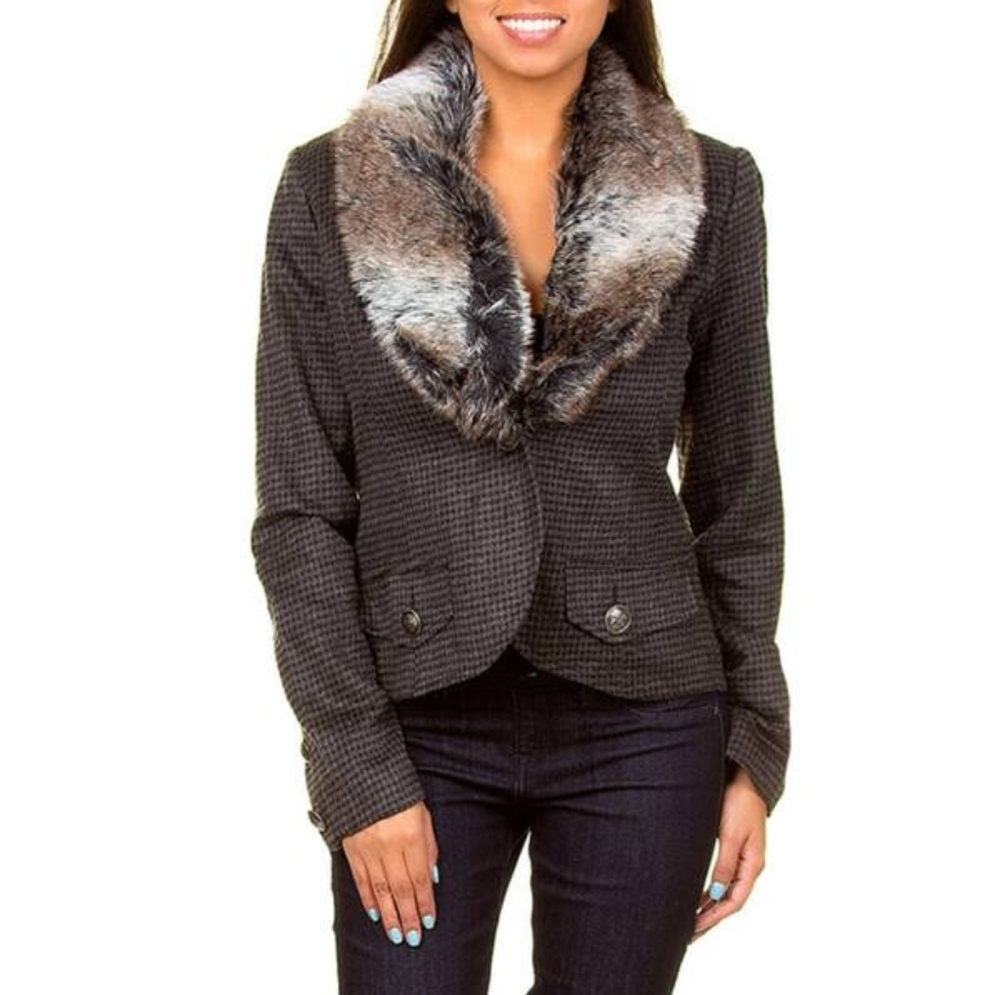 NWOT Detachable Fur Blazer Coat